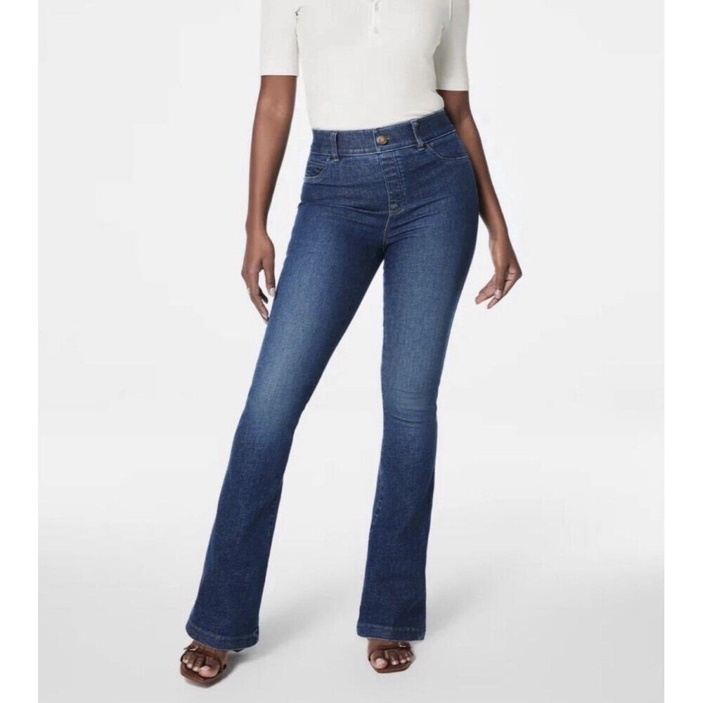 NEW Spanx EveryWear Pull-On Flare Jeans in Authentic Blue Size 1X Stretch Denim
